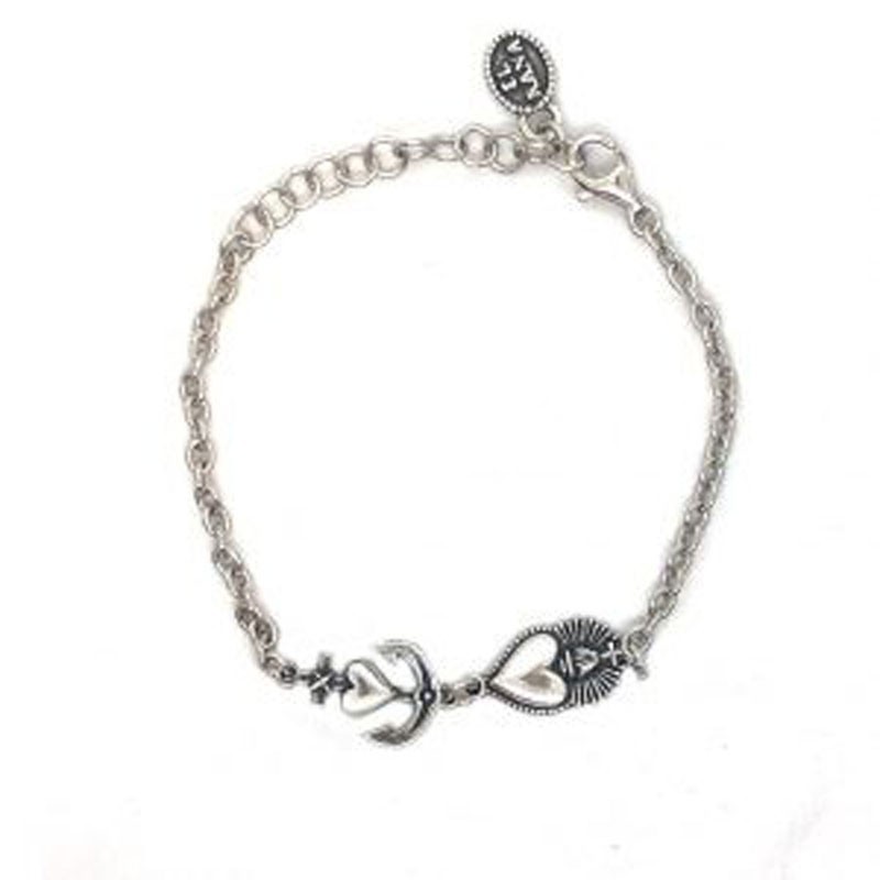 Bracciale con Fede carità e Speranza e Cuore Sacro