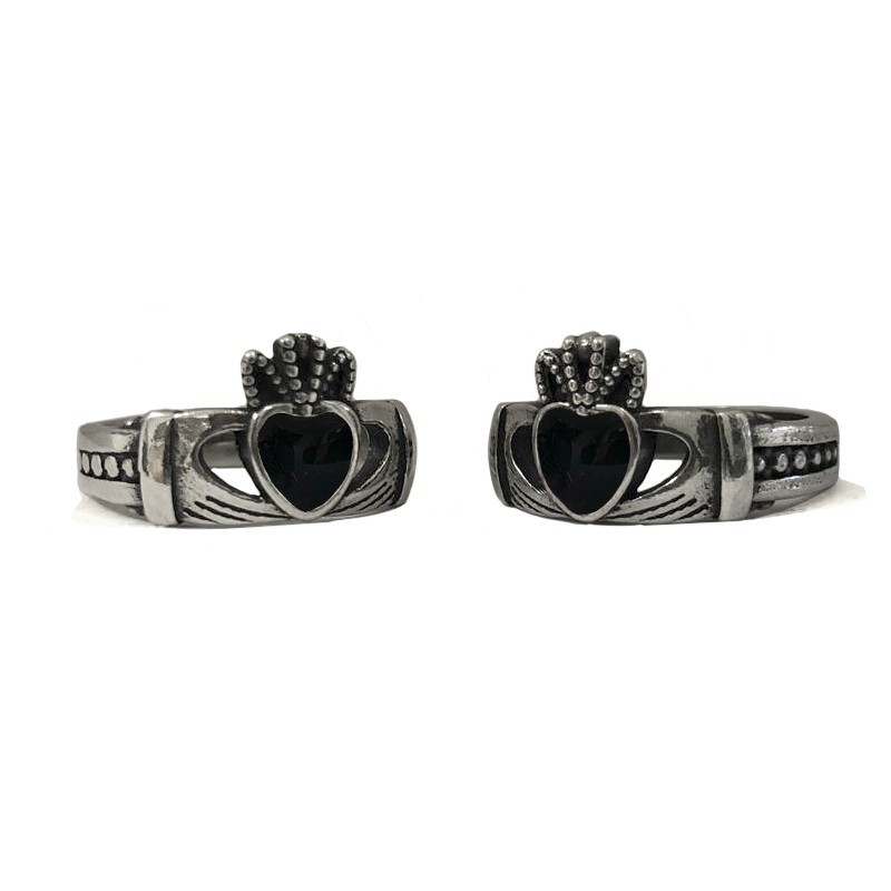 Anello Claddagh smaltato piccolo Nero