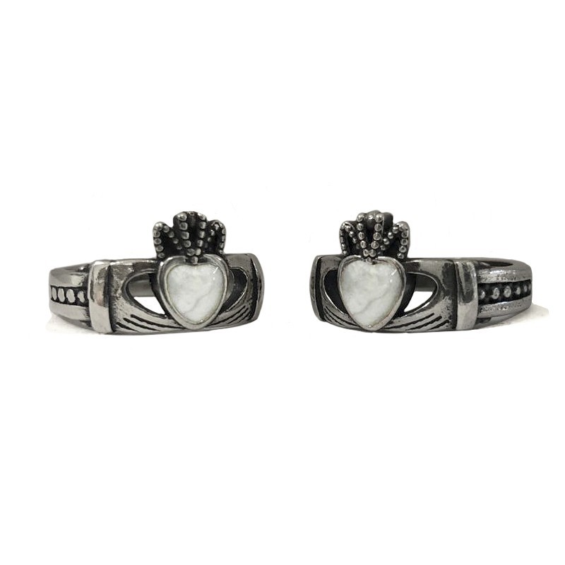 Anello Claddagh smaltato piccolo Perla