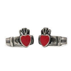 Anello Claddagh smaltato grande Rosso