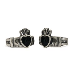 Anello Claddagh smaltato grande Nero