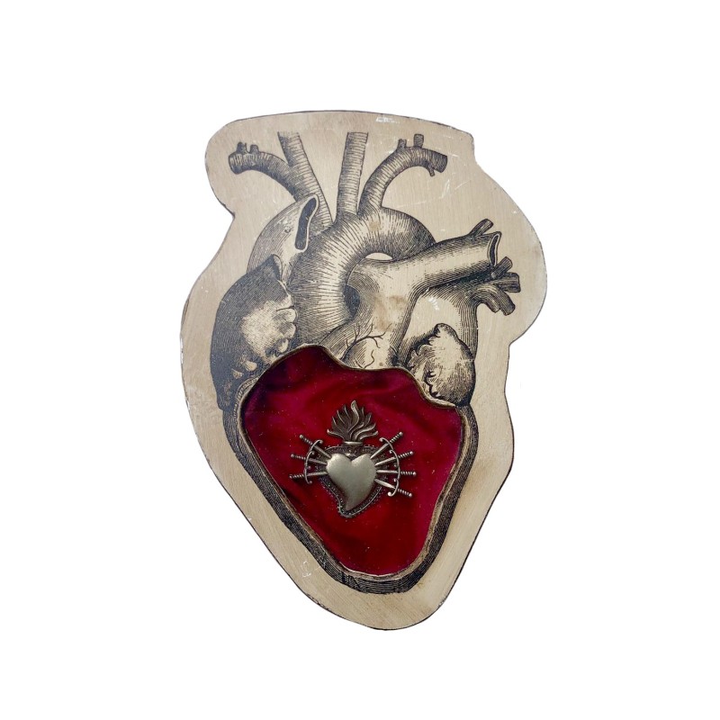 Formella Cuore Anatomico sagomato con Cuore Sacro 7 Spade