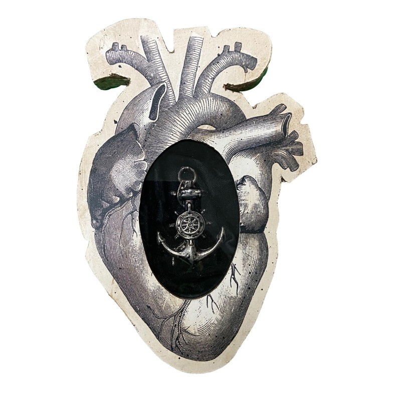 Formella cuore anatomico con ancora