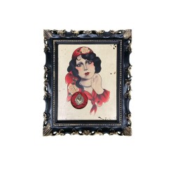 Quadro vintage con donna e cuore sacro