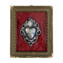 Quadretto cuore sacro sfondo rosso 11x13