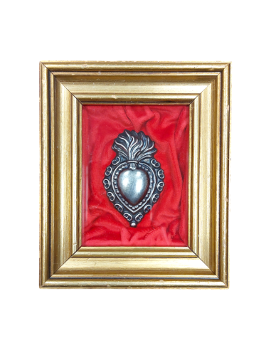 Quadretto cuore sacro rosso e oro 12x10