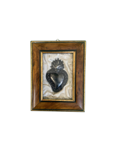 Quadretto cuore sacro cornice marrone 13,5x10,5