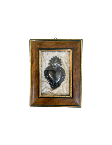 Quadretto cuore sacro cornice marrone 13,5x10,5