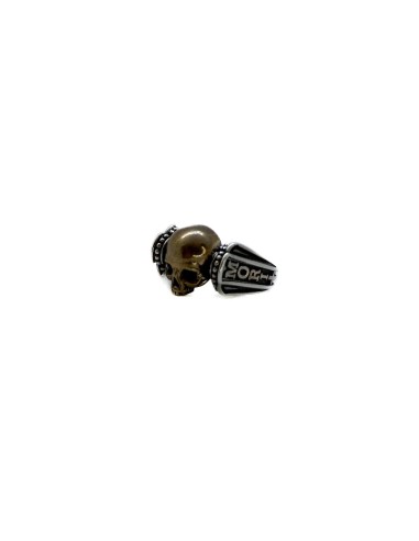 Anello bicolor teschio 3d Memento Mori