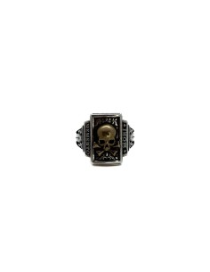 Anello bicolor rettangolare Memento Mori