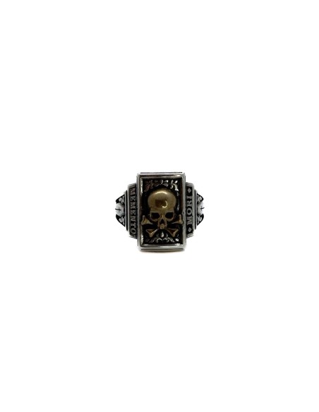 Anello bicolor rettangolare Memento Mori