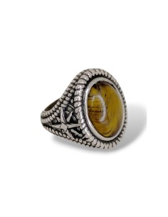 Anello a base ovale con Pietra Occhio di Tigre