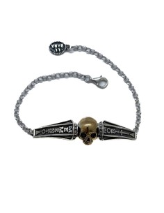 Bracciale bicolor teschio 3d Memento Mori