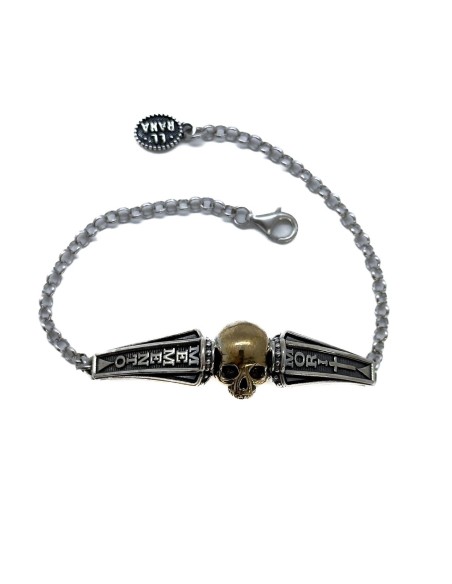 Bracciale bicolor teschio 3d Memento Mori