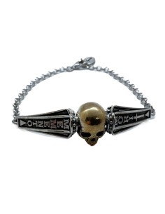 Bracciale bicolor teschio 3d Memento Mori 2