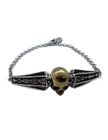 Bracciale bicolor teschio 3d Memento Mori