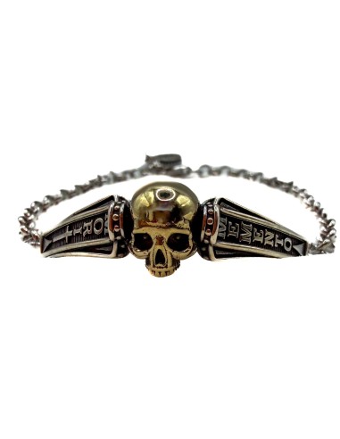 Bracciale bicolor teschio 3d Memento Mori