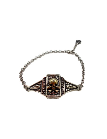 Bracciale bicolor rettangolare Memento Mori