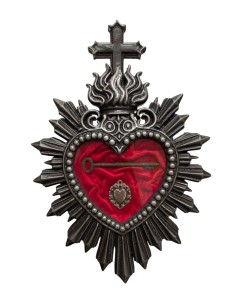Quadretto a forma di cuore sacro con ex-voto e chiave antica | El Rana Official Store