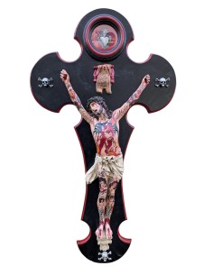 Cristo dipinto a mano con tatuaggi in stile americano | El Rana