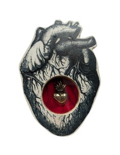 Formella cuore anatomico con cuore sacro