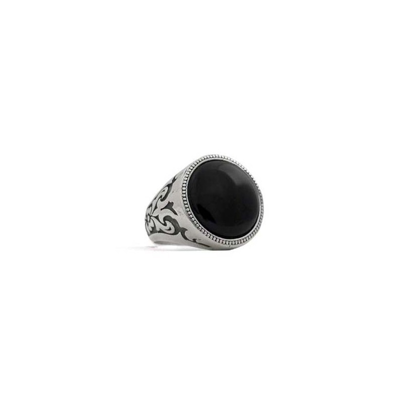 Anello Cabochon Pietra Onice Rotonda