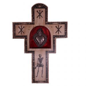 formella croce rossa con cuore sacro