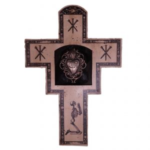 formella croce nera con cuore sacro